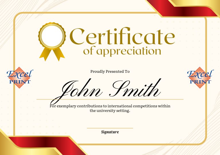Certificates - Excel Print Navan